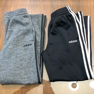 2 pairs Adidas youth fleece lined track pants